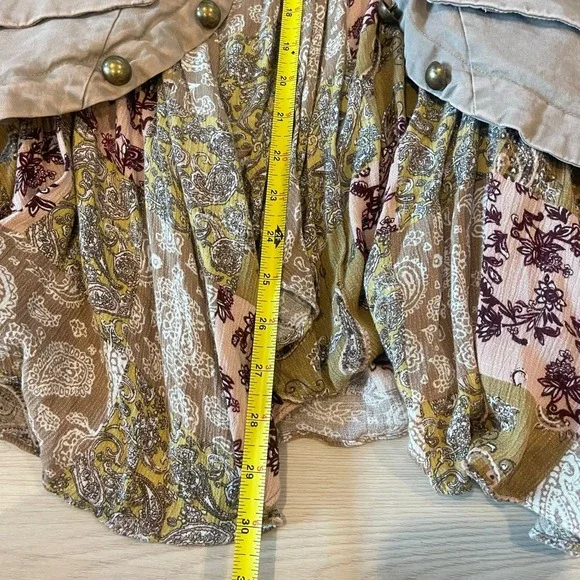 Oli & Hali Military Style Jacket Small Ruffle Hem Bronze Button Cotton Blend - Picture 6 of 8